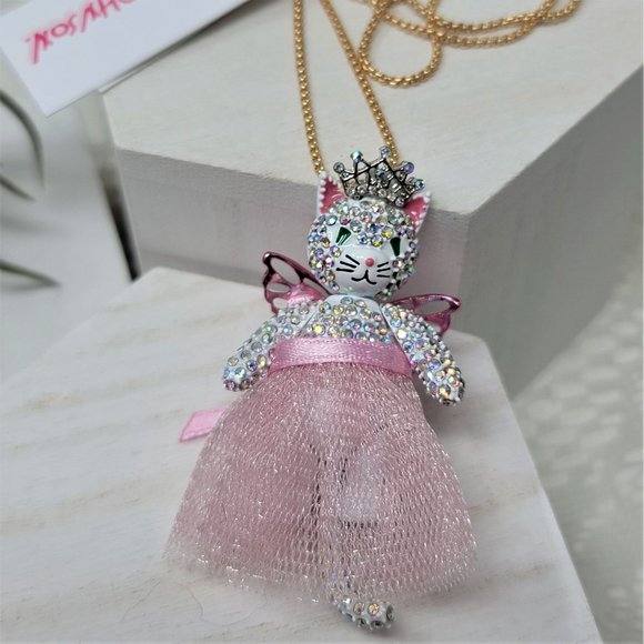 Betsey Johnson Christmas Ballerina Necklace Rhinestone - Picture 5 of 10